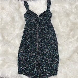 BeBop Floral Patterned Dress with Black and Blue Accents B4